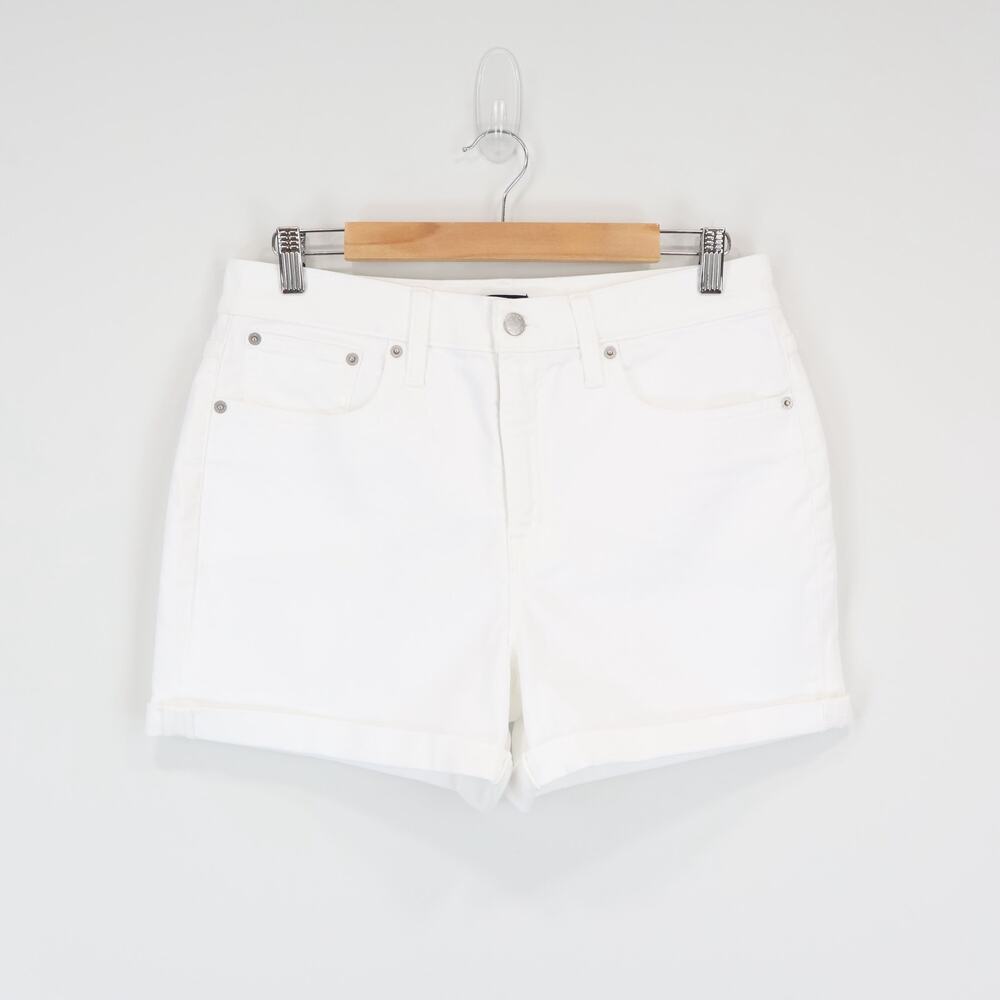 NWT J.Crew Factory Classic White Denim Cuffed Short Optic White Wash Size 29